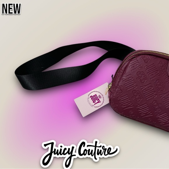 New NWT Juicy Couture Fanny Pack Belt Bag Purse - Maroon - Picture 4 of 7